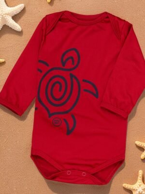 Body Manga Longa UV50+ Vermelho para Bebês