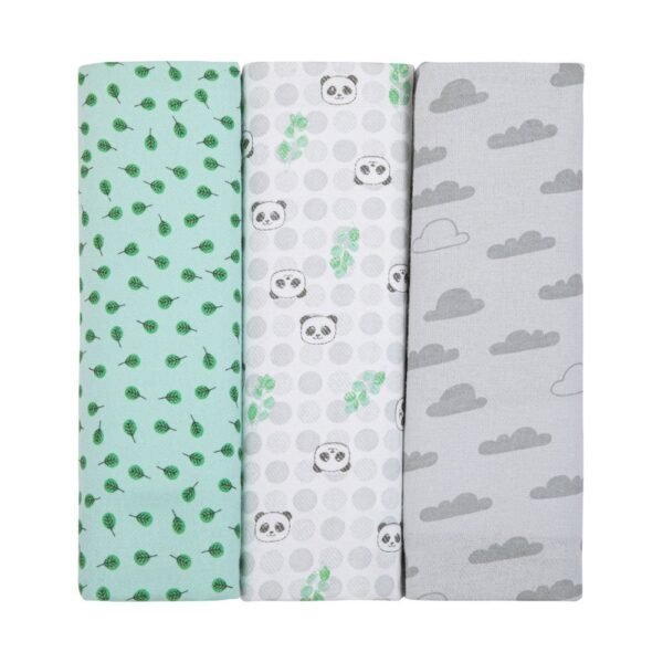Kit Cueiro Flanelado 3 Peças 80cm x 80cm - Panda