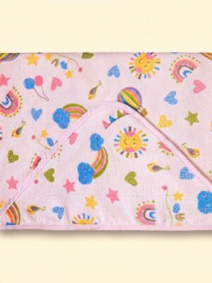 Toalha de Banho com Capuz para Bebê - Sol e Arco-Íris