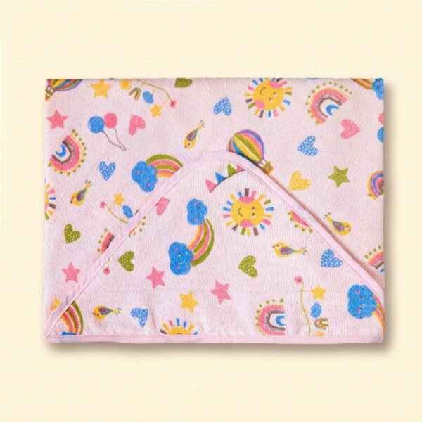 Toalha de Banho com Capuz para Bebê - Sol e Arco-Íris