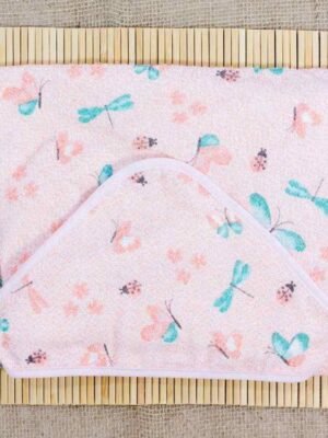 Toalha de Banho Felpuda com Capuz para Bebê - Estampado Salmão