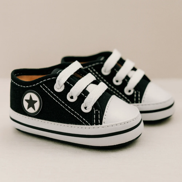 Tênis com Cadarço para Bebê - Star Preto