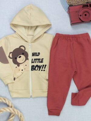 Conjunto Moletom Bebê Menino com Zíper e Capuz