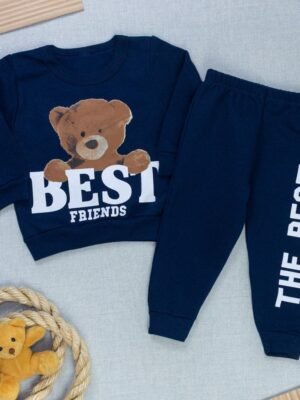 Conjunto Moletom Bebê Menino - Ursinho Inverno Marinho