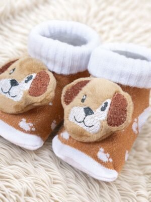 Par de Pantufas Para Bebê - Tema Cão Caramelo