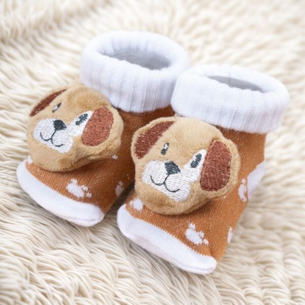 Par de Pantufas Para Bebê - Tema Cão Caramelo