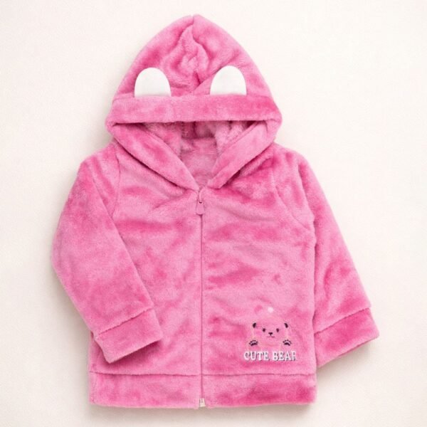 Blusa Capuz Orelinha em Fleece Bebê Menina - Rosa
